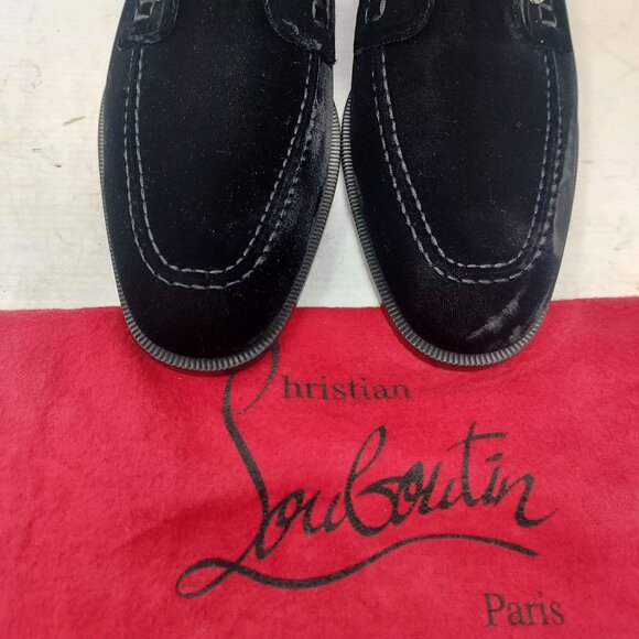 CHRISTIAN LOUBOUTIN Black Mens Chambelimoc Night Strass Velvet Loafer Shoe - Picture 6 of 11
